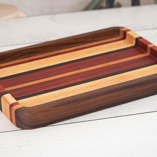 Luxury bathtub tray | Multicolor wood catchall tray | Mixed wood EDC tray | Dresser organizer | Wood jewelry tray | Christmas gift