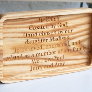 Personalized Engraved Wooden Tray – Custom Gift for Future Son-in-Law, Sentimental Message Keepsake for Wedding, Engraved Gift for Groom