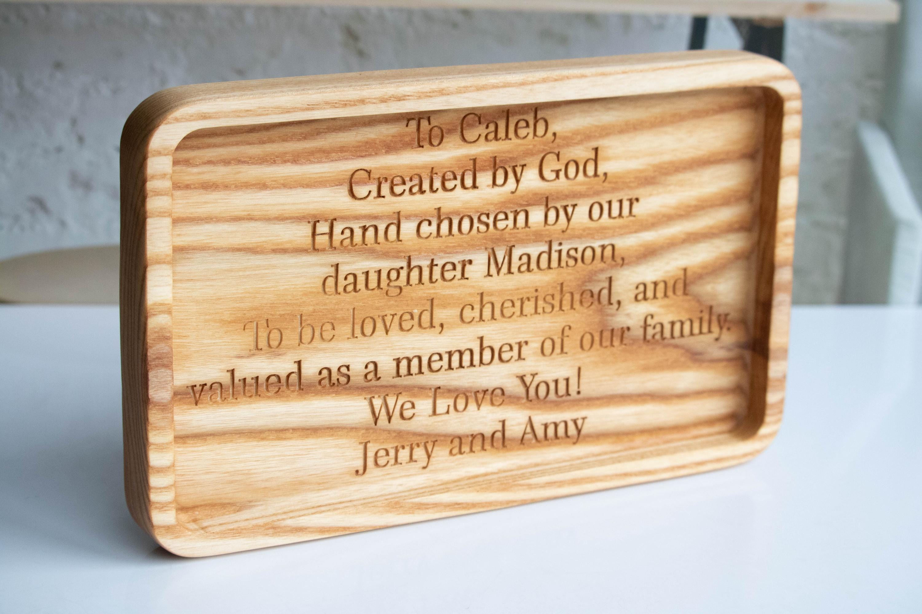 Personalized Engraved Wooden Tray – Custom Gift for Future Son-in-Law, Sentimental Message Keepsake for Wedding, Engraved Gift for Groom