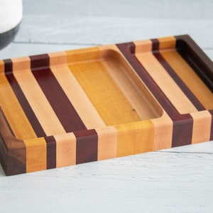 Entryway key tray, catchall tray, wooden valet tray, valet tray for men , personalized valet tray, desk organizer, divided wooden tray