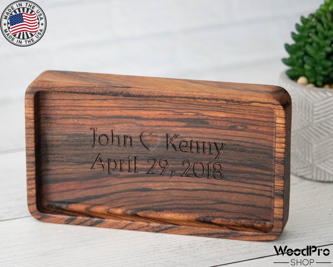 5th Wood Anniversary Gift - Personalized Engraved Catchall Tray ...