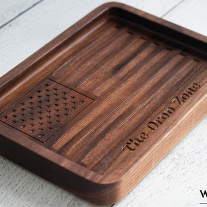 Personalized wooden valet tray, custom catchall tray, wooden desk  nightstand organizer  for him, monogrammed tray for men  1st anniversary