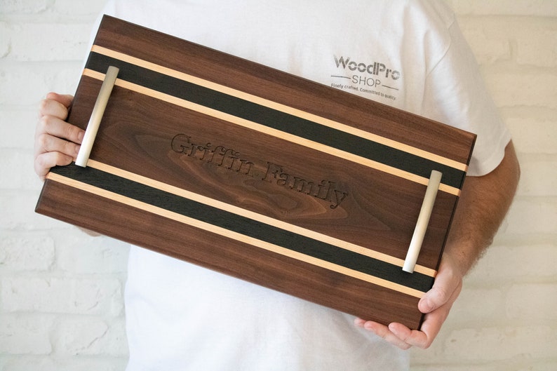 Wood Large Custom Charcuterie board personalized serving with handles Engraved Gift Initial for mom Housewarming Great Parent Wedding In law image 1