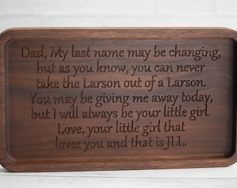 Custom Message Engraved Wooden Tray- Ideal Father's Day Gift, Custom Catchall for Men, Wedding Keepsake for Dad, Stepdad, Father-in-Law