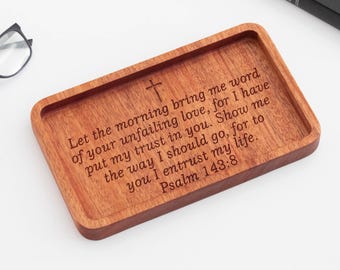 Custom Bible Verse Catchall Tray with Cross, Personalized Confirmation Gift for boy, Christian Graduation, First Communion Keepsake for him
