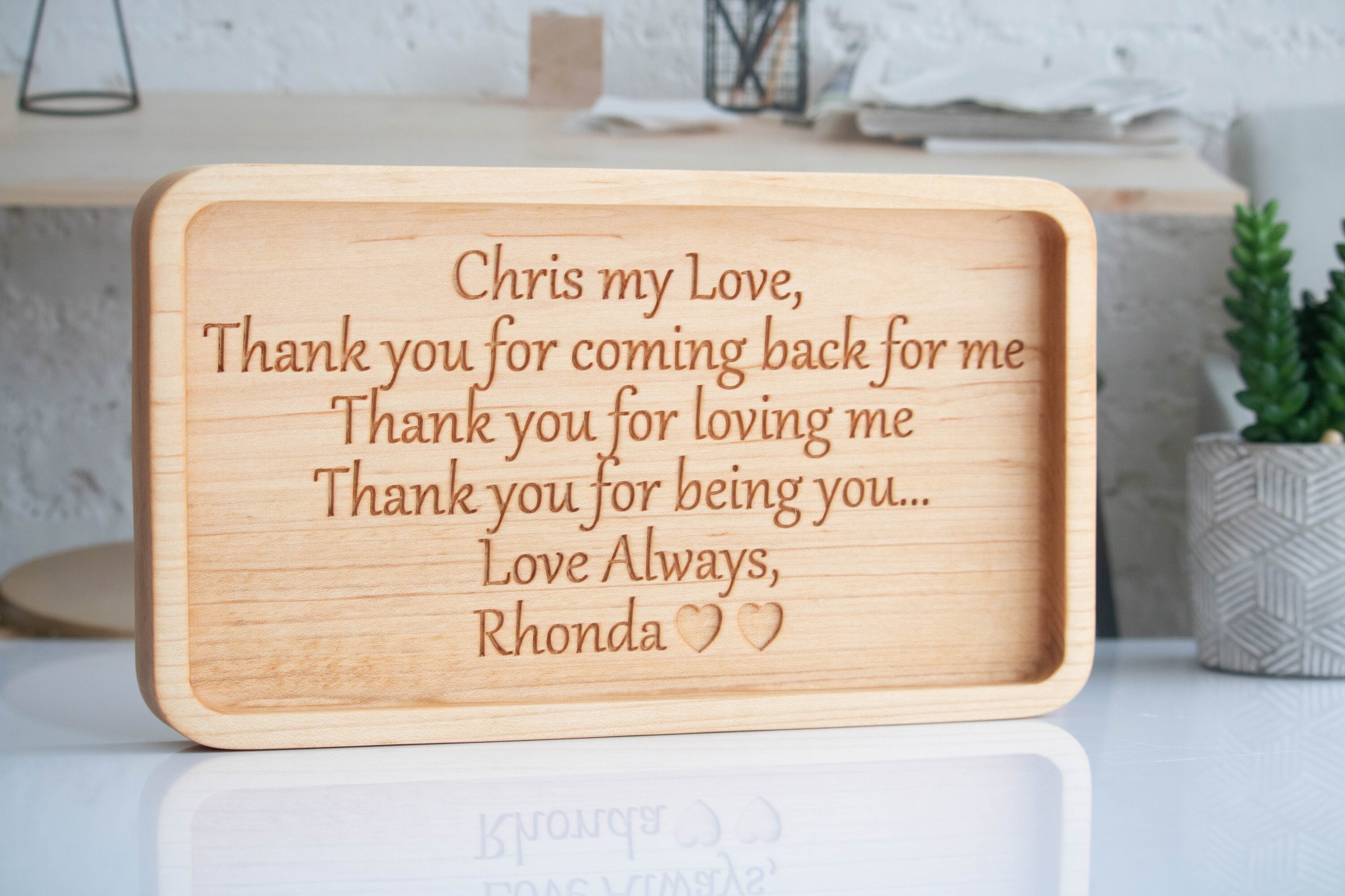 Personalized Wooden Catchall Tray for Husband, 5th Anniversary Gift for ...