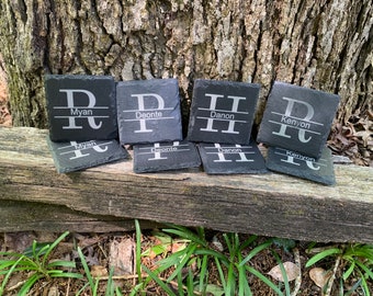 Slate Square Coasters Custom Engraved