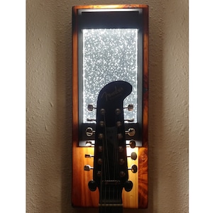 Guitar Hanger LED Wall Light Metal/Glass/Reclaimed Redwood
