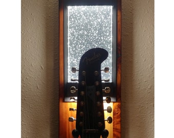 Guitar Hanger LED Wall Light Metal/Glass/Reclaimed Redwood