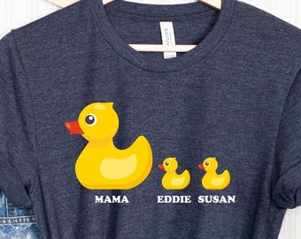 Entenfamilie T-Shirt, benutzerdefinierte Entenmutter Shirt, personalisierte Mutter Geschenke, Muttertagshemd, niedlicher Muttertag