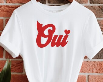 Camiseta "Sí, sí", camiseta "Bonjour", camiseta "Sí, sí", camiseta feminista, refranes franceses, camiseta famosa, camiseta sexy, camiseta de Francia, camiseta francesa, Bonjour