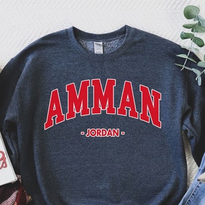 Amman Sweatshirt, Amman Jordan, Jordan Script Country T-Shirt, Jordanian, Arab, Middle Eastern, Middle East, Black T-Shirt
