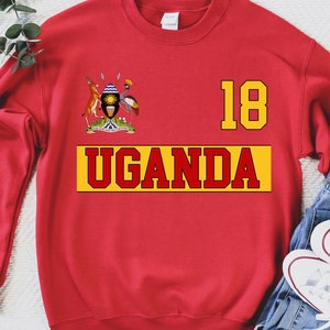 Suéter de Uganda, camisa de Uganda, camisa de Uganda, fãs de futebol de Uganda, time de Uganda, presentes de Uganda