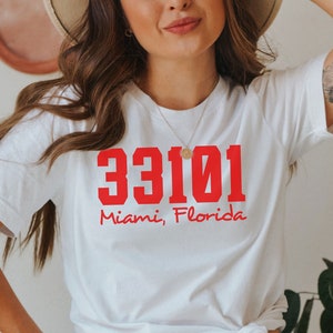 Zip code Tee,Zip Code T-Shirt, Miami Zip Code Shirt, Personalized Woman&#39;s Shirt,Personalized Tee,Cute T-Shirt,Hometown