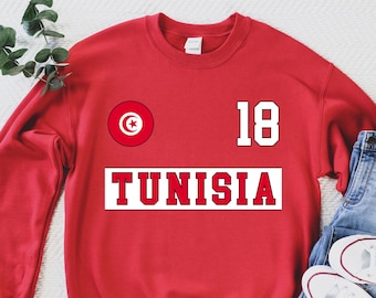 Tunesien Sweatshirt, Tunesien Jersey, Tunesien Geschenke, Tunesien Shirt, Tunesien Fans Geschenk, Tunesien Spiel, Tunesien WM, WM Trikot