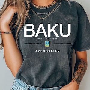Baku Comfort Colors T-shirt,Baku Shirt, Baku Sweatshirt, Azerbaijan Sweatshirt, Azerbaijan Gift, Caspian Sea, Azerbaijan souvenir