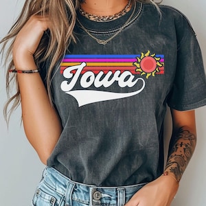 T-shirt Iowa Comfort Colors, chemise Iowa, chemise Home Sweet Home, T-shirt Iowa Love, chemise coeur, t-shirts carte de l'Iowa, maison
