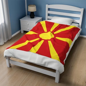 Macedonia Velveteen Plush Blanket,Macedonia Flag Blanket, Macedonia Jersey, Flag of Macedonia, Macedonia jersey Flag Blanket