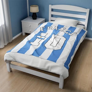 Argentina Velveteen Plush Blanket, Argentina Flag Blanket, Argentina Jersey, Flag of Argentina, Argentina jersey Flag Blanket