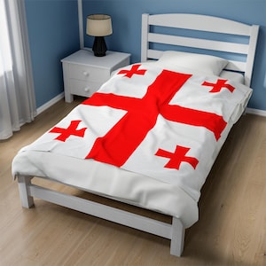Georgia Velveteen Plush Blanket,Georgia Flag Blanket, Georgia Jersey, Flag of Georgia, Georgia jersey Flag Blanket, Georgia