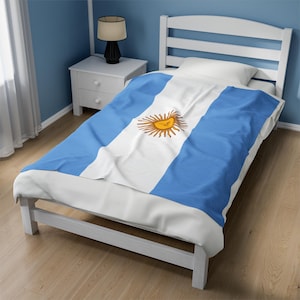 Argentina Velveteen Plush Blanket,Argentina Flag Blanket, Argentina Jersey, Flag of Argentina, Argentina jersey Flag Blanket