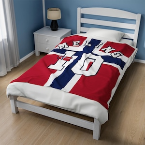 Norway Velveteen Plush Blanket, Norway Flag Blanket, Norway Jersey, Flag of Norway, Norway jersey, Norwayd Flag, Norway