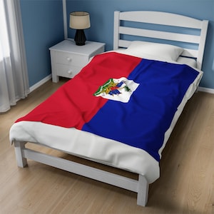 Haiti Velveteen Plush Blanket, Haiti Flag Blanket, Haiti Jersey, Flag of Haiti, Haiti jersey, Haiti Flag, Haiti football, Haiti fans