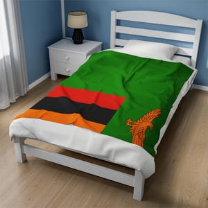 Zambia Velveteen Plush Blanket,Zambia Flag Blanket, Zambia Jersey, Flag of Zambia, Zambia jersey, Zambia Flag, Zambia