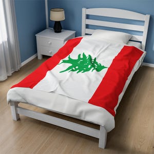 Lebanon Velveteen Plush Blanket,Lebanon Flag Blanket, Lebanon Jersey, Flag of Lebanon, Lebanon jersey, Lebanon Flag, Lebanon football