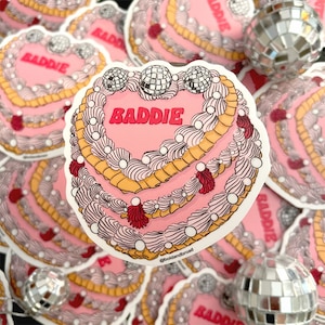 Baddie Cake | vinyl | sticker | decal | vintage cake | HBIC | BBE