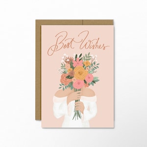Mejores deseos / Boda / Tarjeta de felicitación A2 / Letras a mano / Ilustración