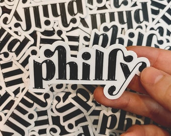 Philly Sticker / Nero & Bianco / Resistente alle intemperie / Fustellare adesivo / Durevole / Adesivo per laptop