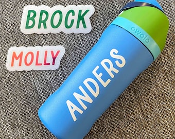 Custom Name Decal for Kids Water Bottle | Personalized Vinyl Decal Sticker for Children | Friendly Font