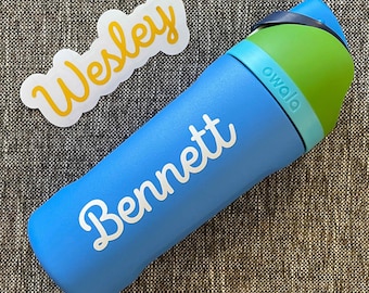 Custom Name Decal for Kids Water Bottle | Personalized Vinyl Decal Stickers for Children | Smooth Calligraphy