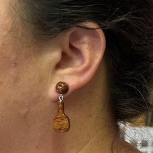 Koa Wood Pickleball Earrings