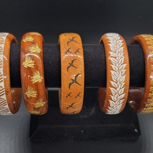 All Around Engraved Koa Wood Bangles