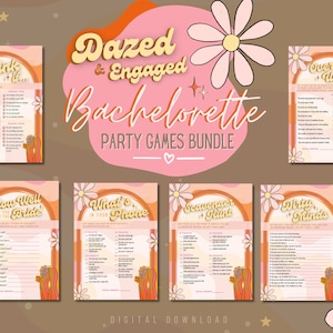 Dazed and Engaged Bachelorette Party Game Bundle / Groovy Hen Party Game / Digital Download