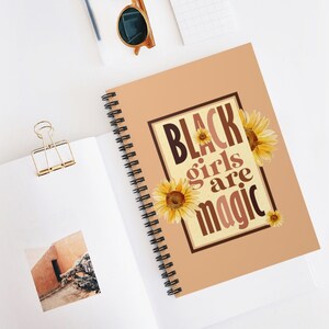 Black Girl Magic Spiral Notebook (Sunflowers) - Ruled Line