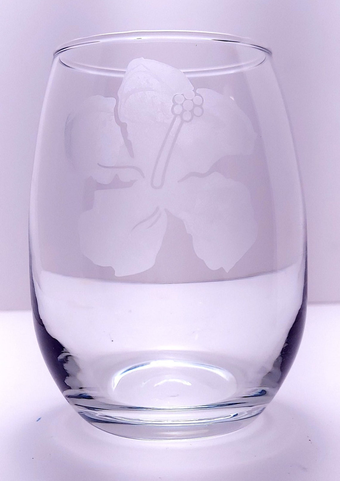 Hibiscus Etched Wine Glass Etched Wine Glass Hibiscus Wine Etsy