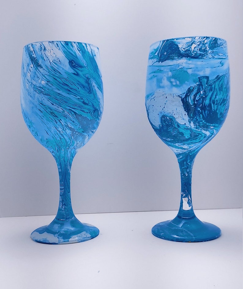 Blue Stemless Wine Glass Gifts for Her Blue Personalized Wine Glass Blue Marble Wine Glass Marble Wine Glass Water Blue Wine Glass