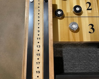 Solid Wood and Steel Shuffleboard Scoreboard Scorer - Maple and Walnut Options