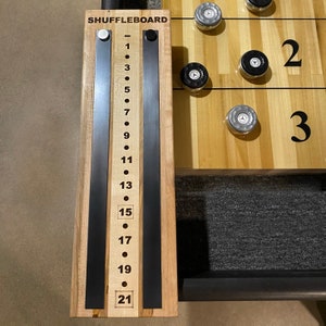 Solid Wood and Steel Shuffleboard Scoreboard Scorer - Maple and Walnut Options
