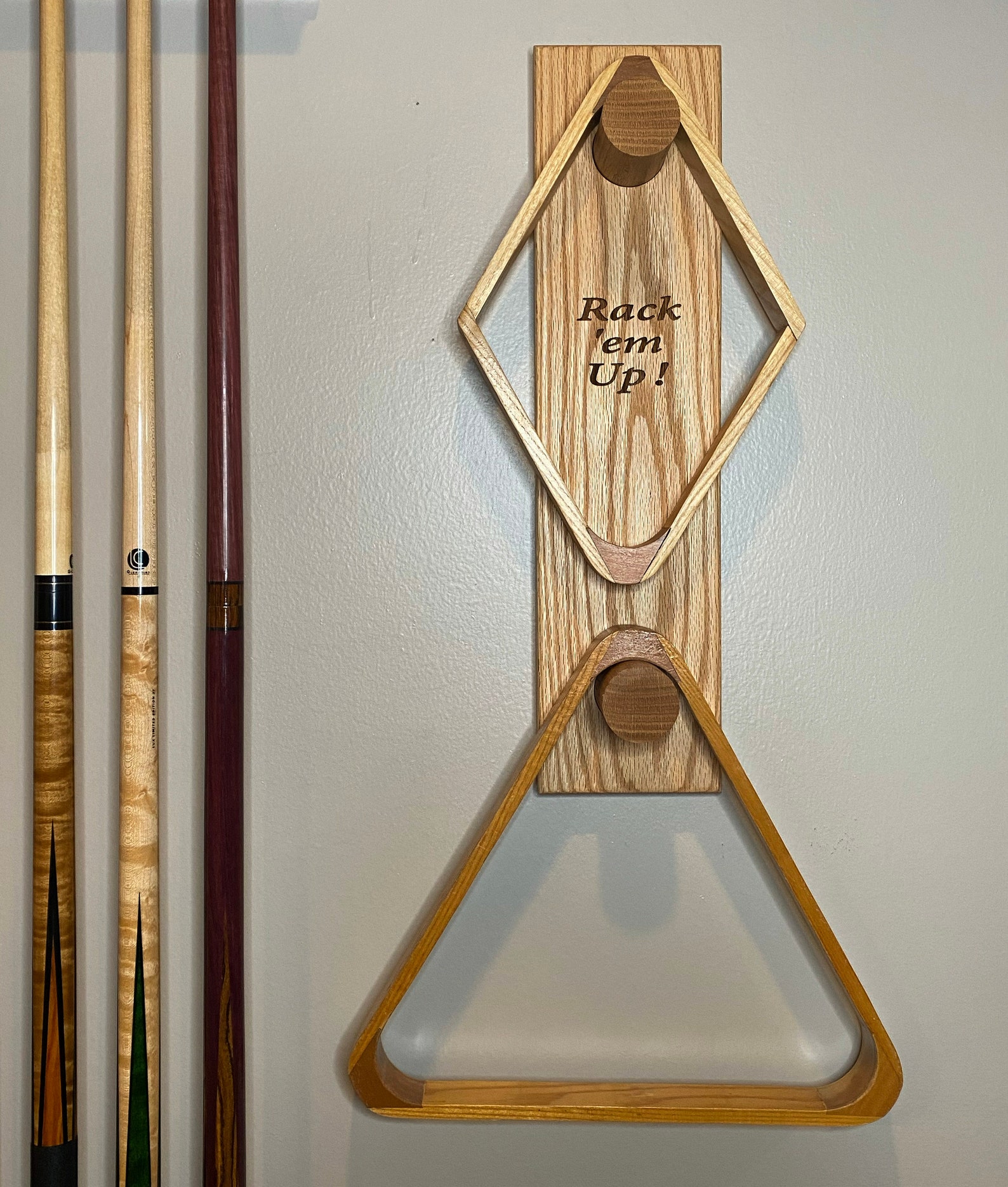 Solid Wood Pool Billiards 8ball and 9ball Rack Wall Mount Etsy