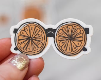 Orange Slice Sunglasses Sticker, Weatherproof Vinyl Fruit Art, Small Citrus Decal, Summer Sticker