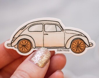 Classic Car Sticker, Dishwasher Safe Orange Fruit Art, Retro Automobile Decal, Roadtrip Sticker