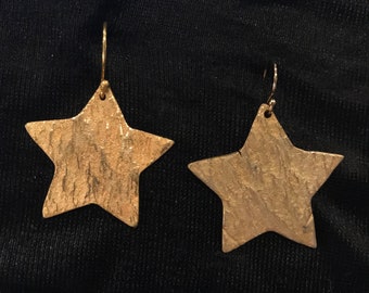 Large bronze star earrings