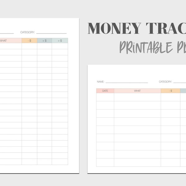 Money Tracker Digital Printable PDF