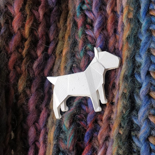 Broche bull terrier en origami, géométrique, badge chien, épingle animal mignon, bijoux pit-bull contemporain, bijoux