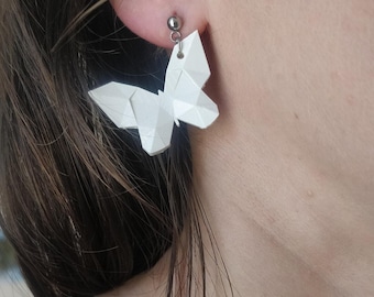 Geometric origami butterfly earrings, original contemporary jewelry, minimalist cute animal accessory, anniversary gift for teenager