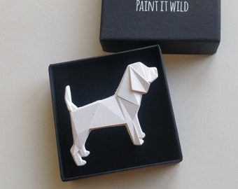 Origami beagle-broche: geometrische bruiloft reversspeld, cadeau voor hondenliefhebber
